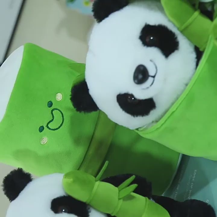 Christmas Panda in Bamboo Plush - Adorable Panda Doll Cuddle Pillow, Unique Stocking Stuffer Gift
