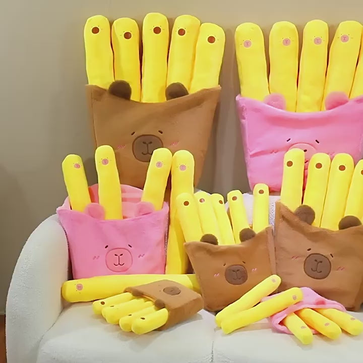 Fry-bara Plush Toy - French Fry Pouch with Goofy Capybara, Hilarious Couch Companion & Gift